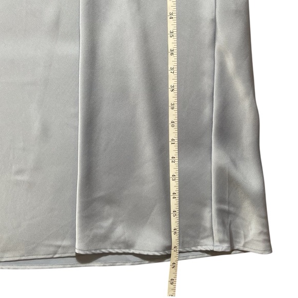 ZARA Blue Satin Midi Dress Twist Knot Waist Slip Dress XL Elegant Minimalist - Picture 6 of 10